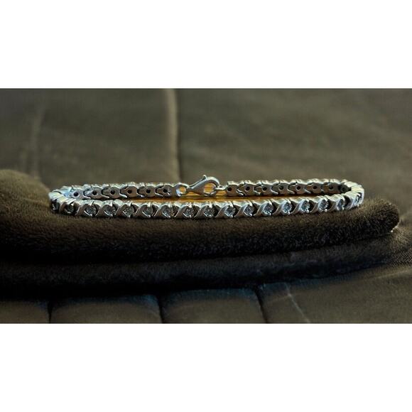 Designer Jewelry - Sterling Silver - JB Robinson 5mm Diamond Chips 7.5" Tennis Bracelet 19 Grams